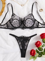 Carregue a imagem no visualizador da Galeria, Women&#39;s Underwear Sexy Lingerie Polka Dot Hot Lace Transparent Bra Costumes Pornos Attractive Chest Sensual Uncensored Intimate  Amaijoin
