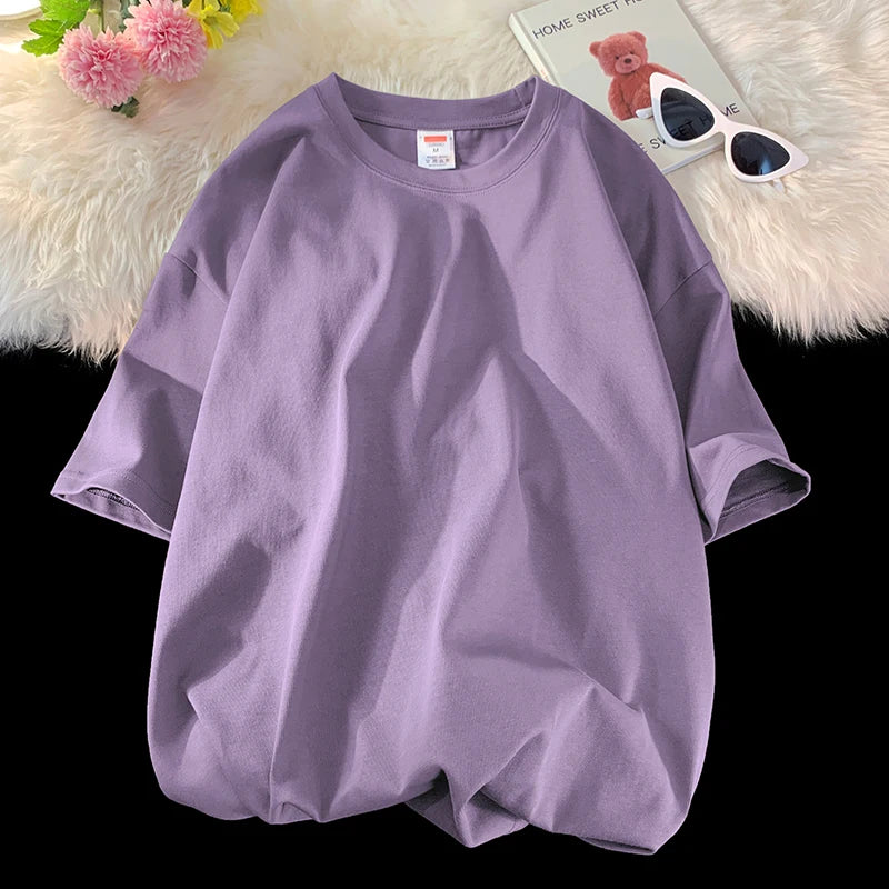 Summer 100% Cotton T Shirts,Short Sleeve Crew Neck Tops,Oversize Tee,Soft T Shirt for Women  Amaijoin