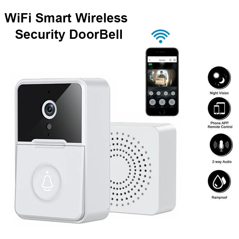 WiFi Video Doorbell Smart Home Door Bell 2.4Ghz Wireless App Remote Language Intercom Rechargeable HD Camera Visual Doorbell  Amaijoin