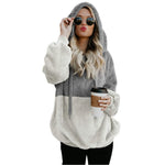 Carregue a imagem no visualizador da Galeria, Women&#39;s pullover Women&#39;s Color Blocking Hooded Stitched Long Sleeve Zipper Plush Sweatshirts  Amaijoin
