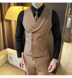 Carregue a imagem no visualizador da Galeria, High Quality Double-Breasted Solid Mens Vest Coat Korean Style Business Slim Fit Male Waistcoat Groom Wedding Dress Suit Vests  Amaijoin
