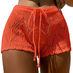 Load image into Gallery viewer, Women Beach Shorts Hollow Out Knitted Lace Drawstring Summer Bikini Pants Crochet Knit Swim Beach Wear Cover Up Juicy-buttocks  Amaijoin
