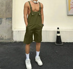 Carregue a imagem no visualizador da Galeria, 2023 Men Rompers Solid Color Sleeveless Summer Pockets Streetwear Suspender Jumpsuits Fashion Casual Men Overalls Shorts INCERUN  Amaijoin
