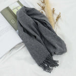 Carregue a imagem no visualizador da Galeria, High Quality 100% Wool Scarf Men Women Solid Color Tassel Autumn Winter Business Versatile Classic Warm Soft Muffler Couples  Amaijoin
