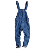 Carregue a imagem no visualizador da Galeria, 2023 Summer New Mens Bib Overalls Streetwear Denim Jumpsuits Moto Biker Jeans Trousers Male Striped Casual Long Pants Clothing  Amaijoin
