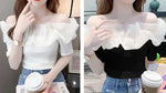 Carregue a imagem no visualizador da Galeria, Off Shoulder Top Sexy Exposed Clavicle Ruffled Short Sleeve T-shirt Female Summer Chic Elegant Blouses Niche Fairy Kawaii Tops  Amaijoin
