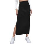 Carregue a imagem no visualizador da Galeria, Women Long Skirts High Waist Bodycon Skirt Women Solid Split Pink Skirt Autumn Winter Streetwear Straight Black Midi Skirt  Amaijoin
