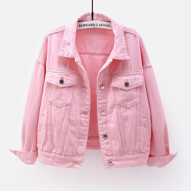 2024 Spring New Denim Jacket For Women Casual Tops Short Coat Female Solid Jean Jackets Fashion Cotton Loose Outerwear  Amaijoin