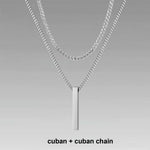 Carregue a imagem no visualizador da Galeria, Vnox 3D Vertical Bar Necklaces for Men, Layering Stainless Steel Geometric Pendant, Layered Wheat Rope Cuban Chain, Boy Collar  Amaijoin
