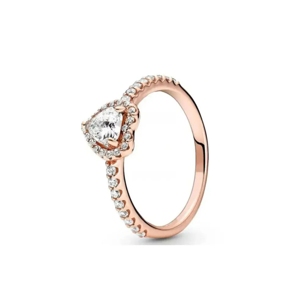 925 Silver Elevated Red Pink White Blue Green Heart Rose Gold Ring Rings Fro Women Zircon Design Original Sparking Zircon Rings  Amaijoin