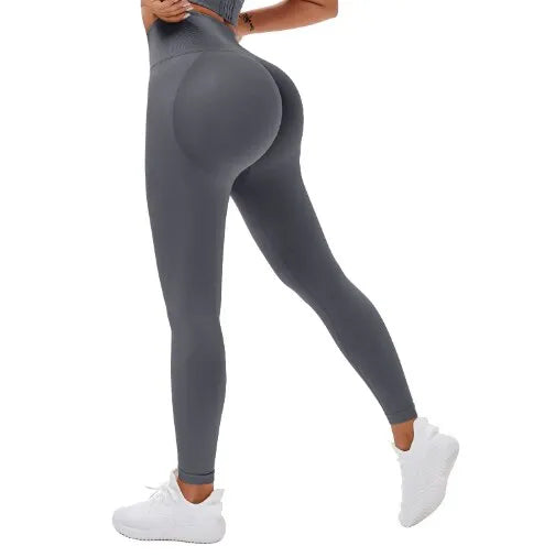 2023 Seamless Knitted Fitness GYM Pants Women's High Waist and Hips Tight Peach Buttocks High Waist Nude Yoga Pants  Amaijoin