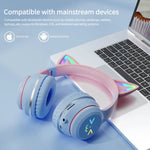 Carregue a imagem no visualizador da Galeria, Gradient wireless Headphones RGB cute cat ear Bluetooth Earphones with microphone Stereo Music Game Earphone Girls Kids Gifts  Amaijoin
