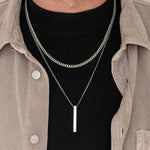 Carregue a imagem no visualizador da Galeria, Vnox 3D Vertical Bar Necklaces for Men, Layering Stainless Steel Geometric Pendant, Layered Wheat Rope Cuban Chain, Boy Collar  Amaijoin
