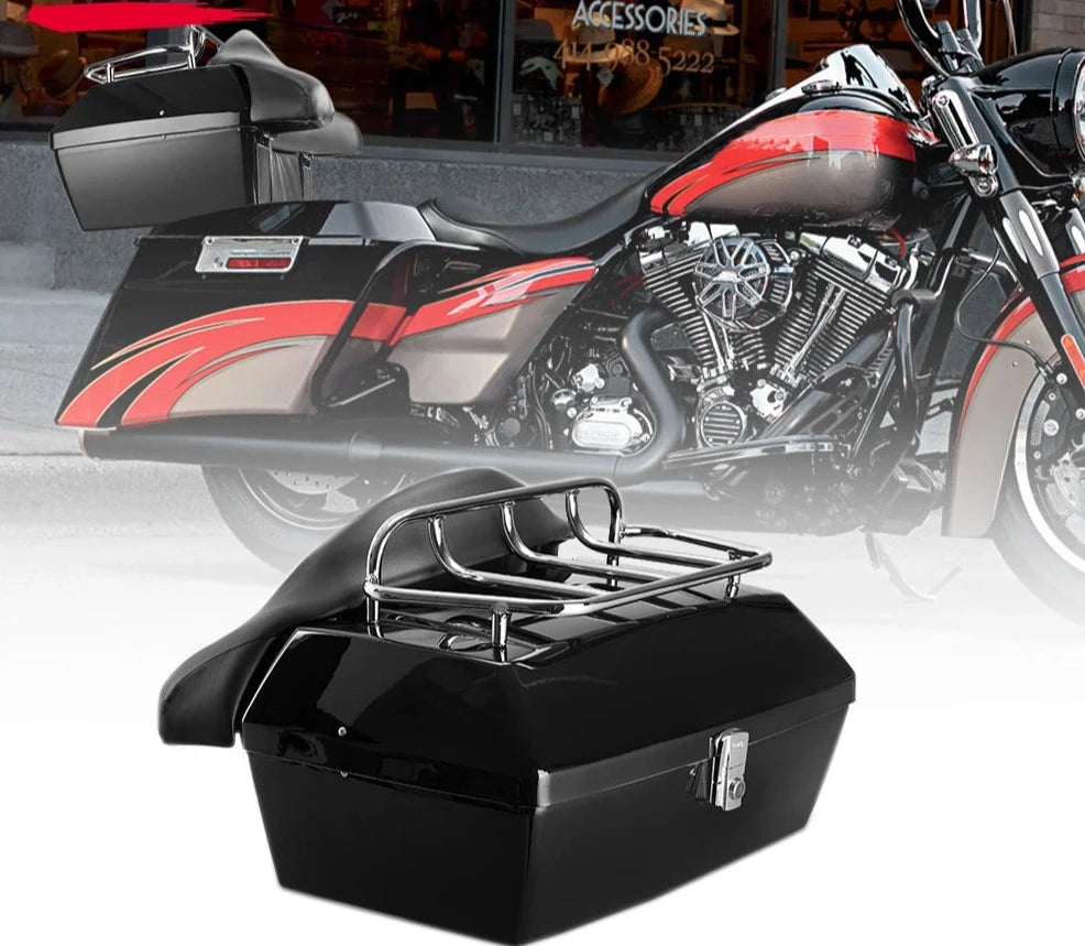 Universal 48L Motorcycle Rear Trunk Storage Box Tail Luggage Trunk Case Toolbox w/Backrest Pad Motobike Scooter Storage Box Tail  Amaijoin