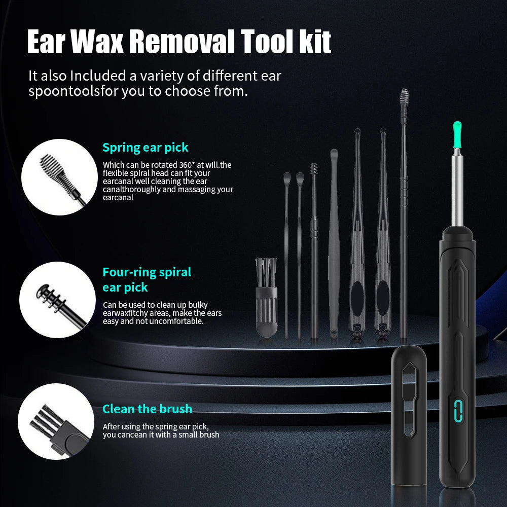 Ear Cleaner with camera Set Ear Sticks Otoscope USB C Charging Endoscope Wax Removal Tool Earpick MIni Camera Ear Cleaning Set  Amaijoin