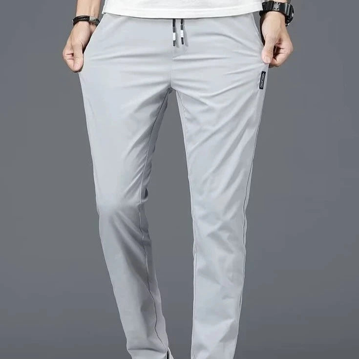 Summer casual men's trousers thin breathable high-grade grey straight leg trousers daily business commuter quick-dry pants  Amaijoin