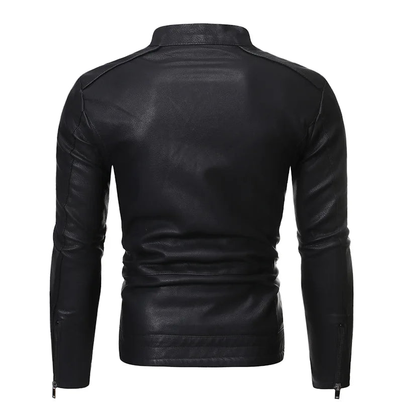 2024 Treesolo New Spring and Autumn Men's Jacket Fashion Trend Korean Slim Fit Casual Men's Leather Jacket Motorcycle Jacket  Amaijoin