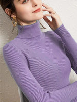 Carregue a imagem no visualizador da Galeria, New Turtleneck Jumper Woman Knitted Blouses Fashion Ladies Sweaters Winter Thermal Striped Long Sleeve Autumn Warm Tops Bacis  Amaijoin
