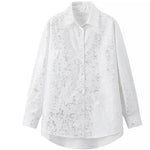 Carregue a imagem no visualizador da Galeria, TRAFZA Women Fashion Spring Print Blouses Elegant Button-Up Casual Female Chic Long Sleeves Lapel Long Shirts Tops Streetwear  Amaijoin
