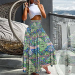 Carregue a imagem no visualizador da Galeria, Summer Fashion High Waist Thin Printing Female Skirts Commute Elegant Elastic Waist Bohemia Holiday A-line Skirt Versatile Dress  Amaijoin
