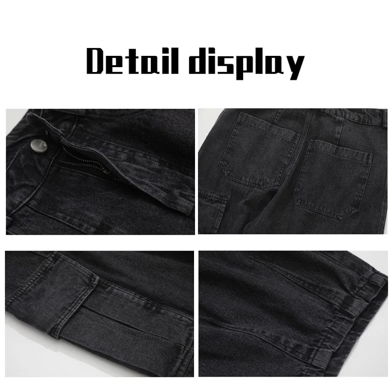 HOUZHOU Baggy Jeans Trousers Male Denim Pants Black Wide Leg Pants Men's Jeans Oversize Cargo Korean Streetwear Hip Hop Harajuku  Amaijoin