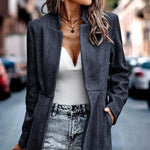 Carregue a imagem no visualizador da Galeria, Women Fashion Casual Suit Long Sleeve Streetwear Elegant Blazers Pocket Jacket Cardigan Female Outerwear Autumn Winter  Amaijoin
