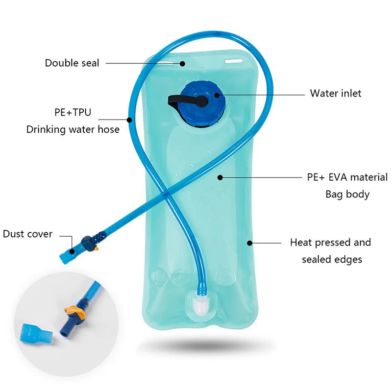 Folding Water Bag with Drinking Tube 2L Hydration Bladder Leak Proof Outdoor Tools Accessory Hydration Pack Hiking Water Bag  Amaijoin