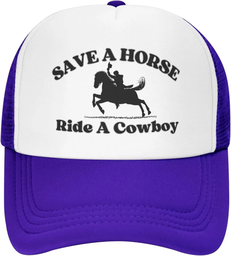 Save a Horse Ride a Cowboy Hat Unisex Adjustable Summer Outdoor Adult Baseball Cap Trucker Hat for Women Men Sun Protection  Amaijoin