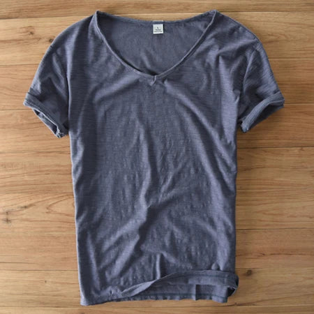 Summer T Shirt Men Linen Cotton Short Sleeve Tshirt V-neck Tops&Tee Breathable Comfortable Slim T-shirt Men Dropshopping  Amaijoin