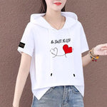 Carregue a imagem no visualizador da Galeria, Short Sleeve Summer Thin White T-shirt Women Casual Fashion Top Loose Style Polyester Fabric Cartoon Design  Amaijoin
