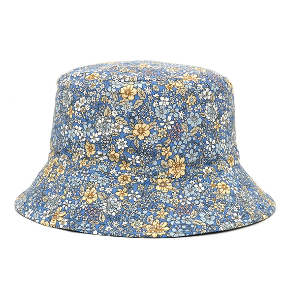 Spring and Summer Small Floral Print Bucket Hat Trend Flower Double-Sided Male Wild Basin  Sun  Woman Cap  Amaijoin