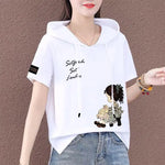 Carregue a imagem no visualizador da Galeria, Short Sleeve Summer Thin White T-shirt Women Casual Fashion Top Loose Style Polyester Fabric Cartoon Design  Amaijoin
