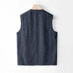 Carregue a imagem no visualizador da Galeria, Japan Style Harajuku Men 100% Linen Vest Thin Simple Casual Loose Tops High Quality Yarn-Dyed Multi-Pockets Sleeveless Waistcoat  Amaijoin
