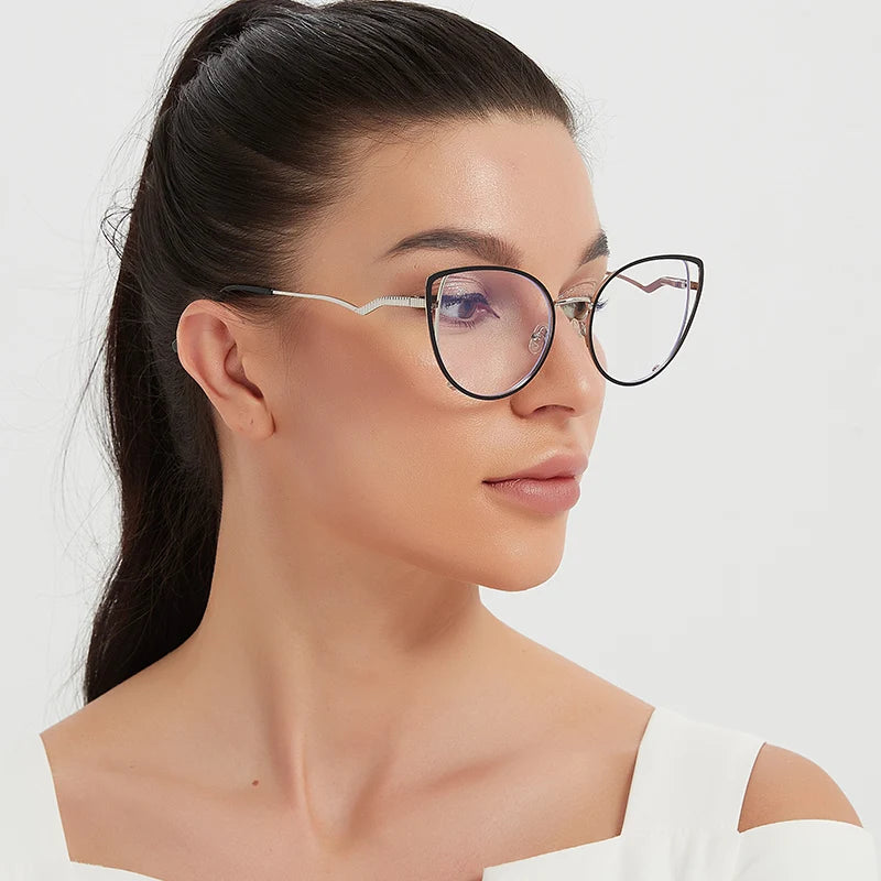 Anti-Blue Light Rays Eyeglasses Frame Women Cat Eye Glasses Brand Designer Clear Lens Computer Optical Eyewear 97333  Amaijoin