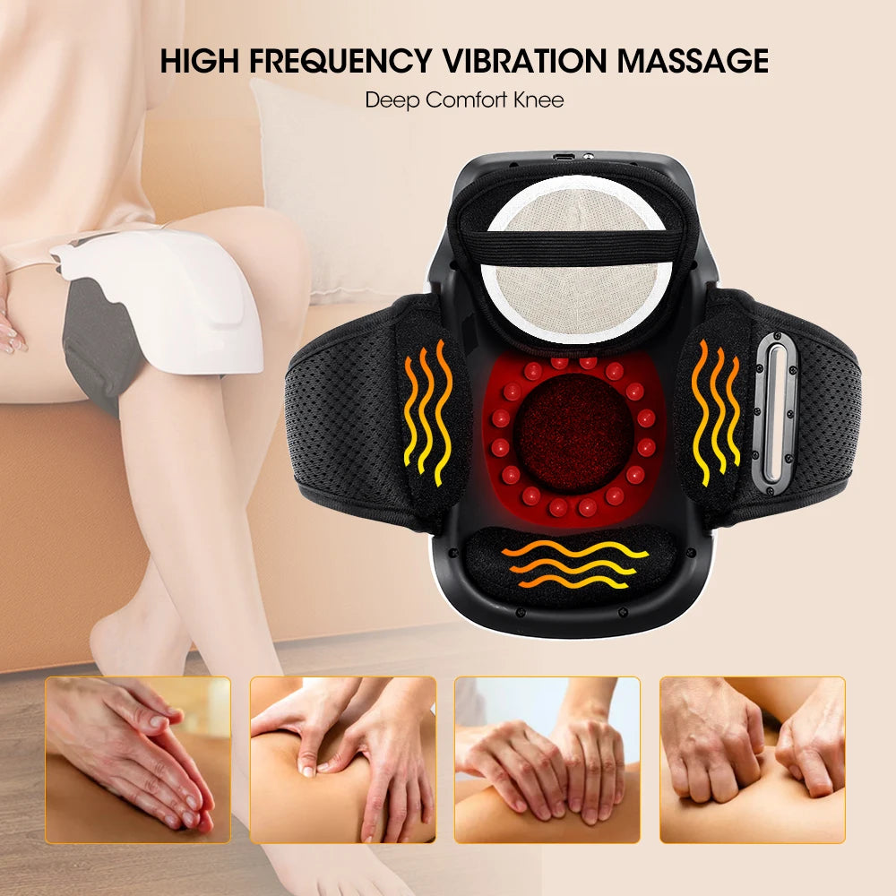 Electric Knee Temperature Massager Heated Vibration Massage Device IR Knee Pad Hot Compress Leg Joint Brace Blood Circulation  Amaijoin