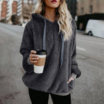 Carregue a imagem no visualizador da Galeria, Winter Women Long Sleeve Fleece Hooded Sweatshirt Pullover Warm Jumper Sweaters With 1/4 Zip  Amaijoin
