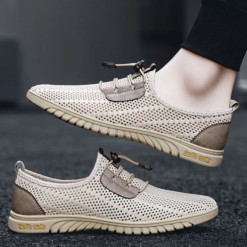 Summer Breathable Casual Men Shoes Business Mesh Dress Shoes Men Sneakers Soft Flats Hot Sale Summer Casual Shoes Moccasins  Amaijoin