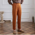 Carregue a imagem no visualizador da Galeria, 100% Linen Italian Naples Pants Men High Waist Straight  Suit Trousers Spring Summer Fashion Lightweight Breathable Casual Pants  Amaijoin
