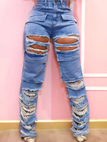 Carregue a imagem no visualizador da Galeria, Women Straight Leg Ripped Jeans Fashion Flap Pocket Baggy Pants Vintage Street Hip-Hop Denim Trousers Mujer  Amaijoin
