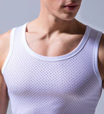 Carregue a imagem no visualizador da Galeria, Summer Quick-Drying Thin Breathable Ice Silk Vest Men Tops Sport T Shirts Sleeveless Mesh Hole Tank Tops Gym Clothing Outer Wear  Amaijoin
