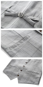 Carregue a imagem no visualizador da Galeria, ( Jacket + Vest + Pants ) 2024 New Fashion Boutique Plaid Mens Casual Business Suit Groom Wedding Dress Formal Slim Plaid Suit  Amaijoin
