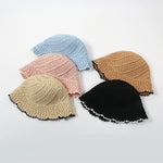 Carregue a imagem no visualizador da Galeria, Straw Hat Female Summer Sunshade Sunscreen Beach Sun Hat Hollow Breathable Woven Face Show Bucket Fisherman Hat  Amaijoin
