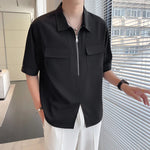 Load image into Gallery viewer, 2023 Summer Pocket Zipper Design Short Sleeve Shirt Men Looase Casual Business Pullover Streetwear Social T-shirt Men Clothing  Amaijoin
