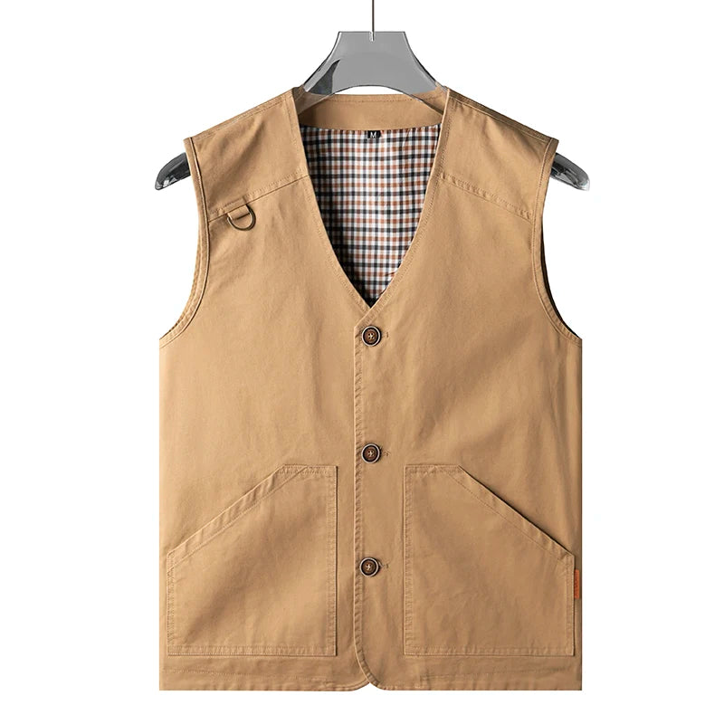 New Summer Waistcoat Cotton Pockets Vest Sleeveless Jacket Plus Size 6XL 7XL 8XL Large Male Travel Coat Spring Tactical Clothing  Amaijoin