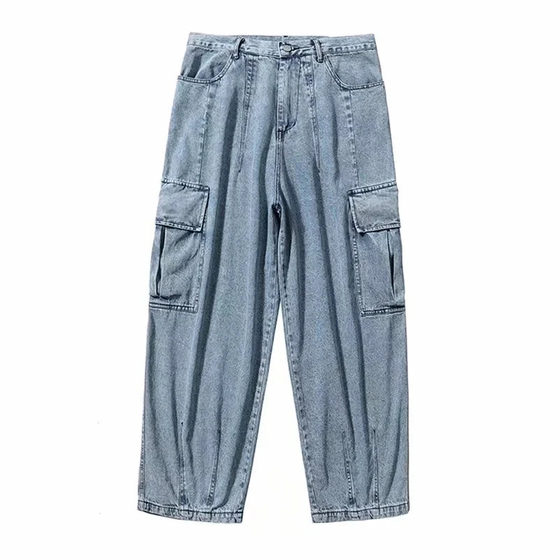 HOUZHOU Baggy Jeans Trousers Male Denim Pants Black Wide Leg Pants Men's Jeans Oversize Cargo Korean Streetwear Hip Hop Harajuku  Amaijoin