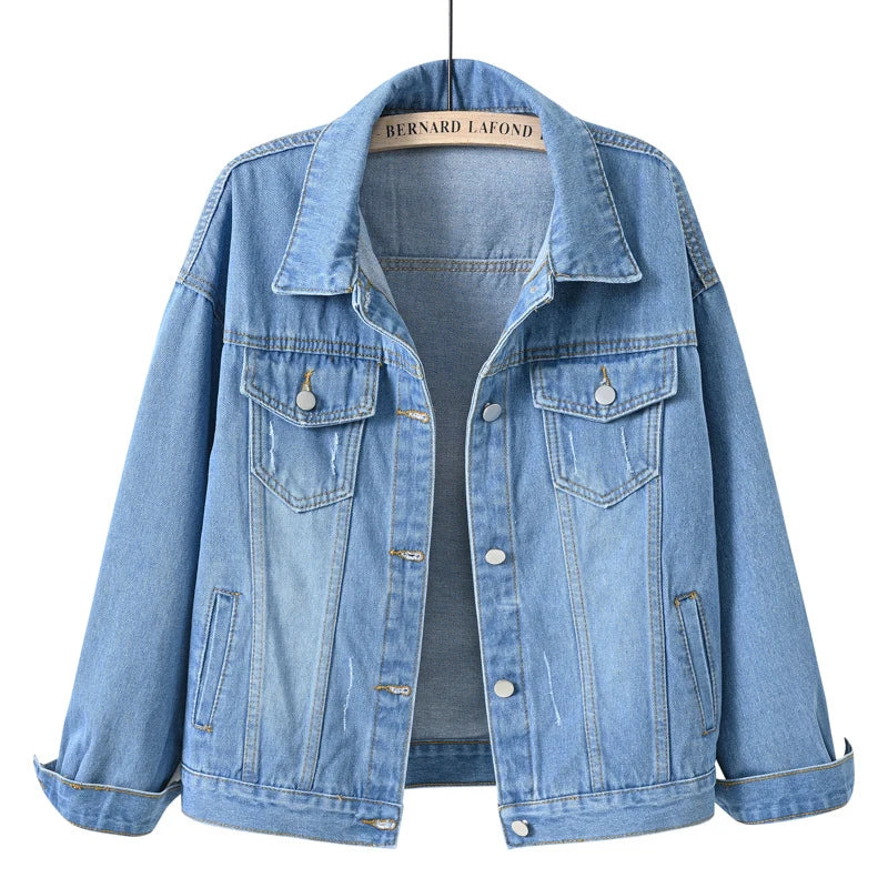 2024 Spring New Denim Jacket For Women Casual Tops Short Coat Female Solid Jean Jackets Fashion Cotton Loose Outerwear  Amaijoin