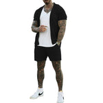 Load image into Gallery viewer, Sexy See Through Hollow Out Mesh Knit Two Piece Suits Men Summer Fashion Short Sleeve Shirts And Shorts Sets Mens Outfits Beach  Amaijoin
