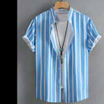 Load image into Gallery viewer, Men&#39;s Shirt Button Up Shirt Casual Shirt Summer Shirt Beach Shirt  Short Sleeve Striped Band Collar Hawaiian Clothing Fashion  Amaijoin
