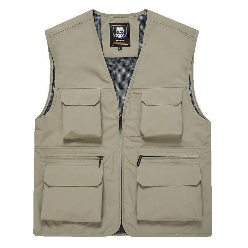 Summer Vest Mesh Men Man Tactical Military Sleeveless Parka Work Motorcyclist Jacket Spring Jumper Multi-pocket Camping Gilets  Amaijoin