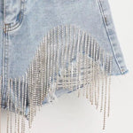 Carregue a imagem no visualizador da Galeria, Summer Ripped Jeans Short Femme High Waist Diamond Tassel Y2k Casual Bottoms For Ladies Denim Shorts Women Clothing Fashion  Amaijoin
